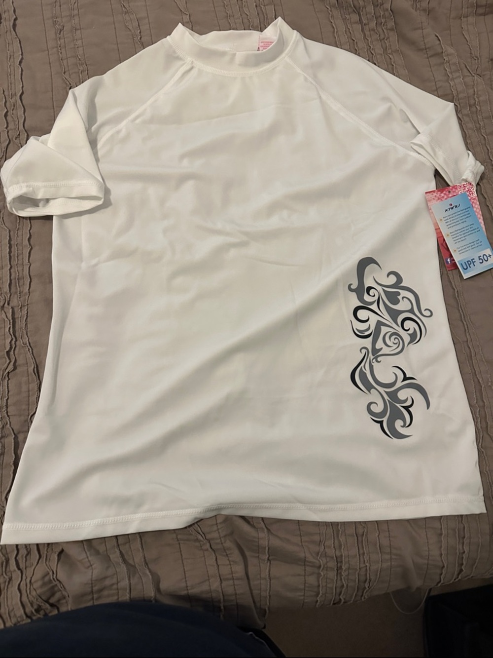 Kanu Surf White Swim Coverup with Gray Graphic